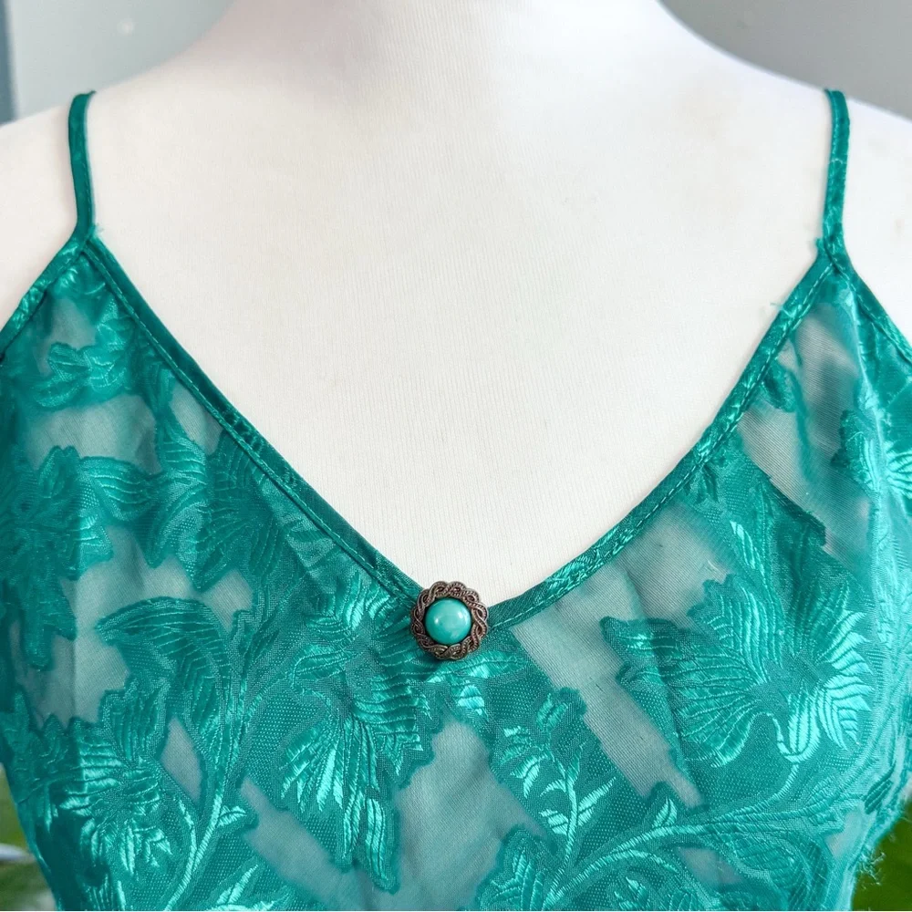Elegant Teal Floral Lace Women's Top